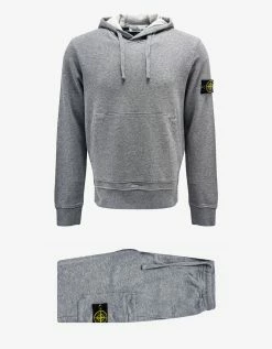 Stone Island Dust Grey Compass Logo Hooded Tracksuit