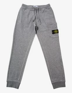 Stone Island Dust Grey Compass Logo Sweat Pants Clothing