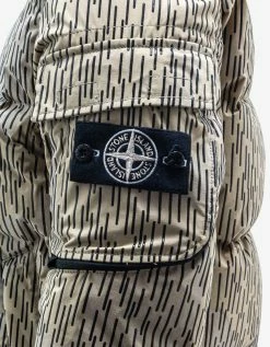 Stone Island Clothing Ecru Naslan Light Watro Rain Camo Down Jacket