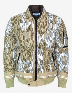 Stone Island Clothing Ecru Naslan Light Watro Rain Camo Down Jacket