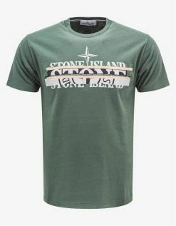 Stone Island Clothing Green Broken Logo T-Shirt