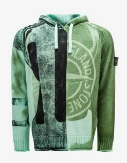 Stone Island Aqua Motion Saturation Logo Knitted Hoodie