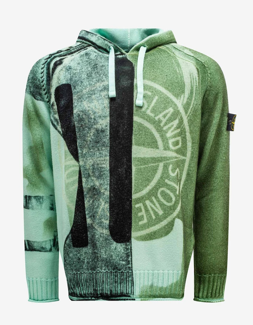 Discount β¨ Stone Island Aqua Motion Saturation Logo Knitted Hoodie π 3 Stone Island Aqua Motion Saturation Logo Knitted Hoodie