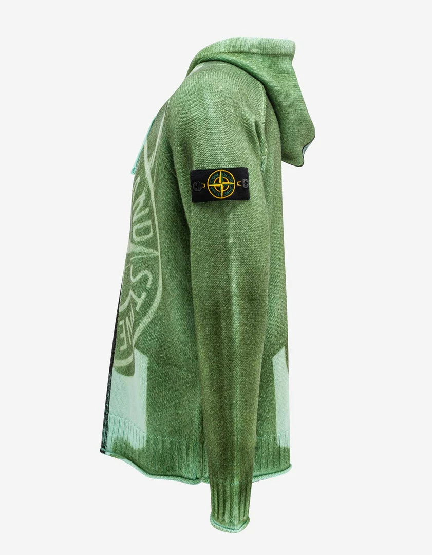 Discount β¨ Stone Island Aqua Motion Saturation Logo Knitted Hoodie π 5 Stone Island Aqua Motion Saturation Logo Knitted Hoodie