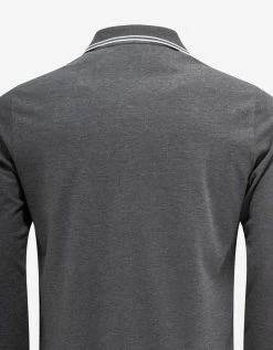 Stone Island Grey Compass Patch Long Sleeve Polo T-Shirt