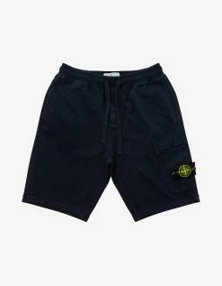 Stone Island Navy Blue Compass Logo Sweat Shorts Clothing