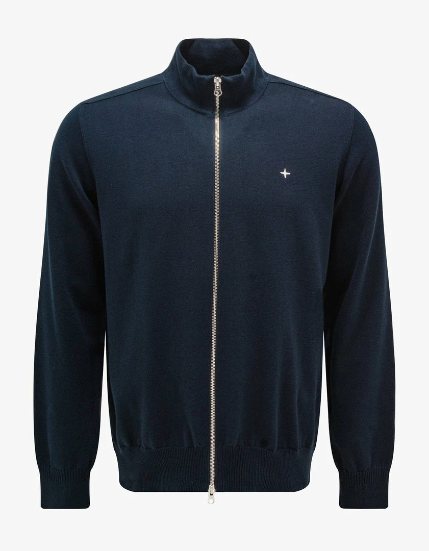 Outlet 💯 Stone Island Navy Blue Zip Knitted Cardigan 👏 3 Stone Island Navy Blue Zip Knitted Cardigan