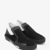 Stone Island Shadow Project Black Leather Slip-On Trainers Footwear