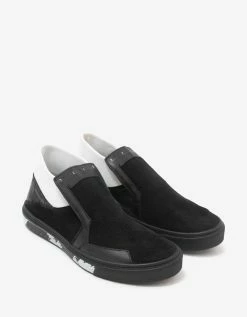 Deals Zoofashions Store 33 Stone Island Shadow Project Black Leather Slip-On Trainers Footwear