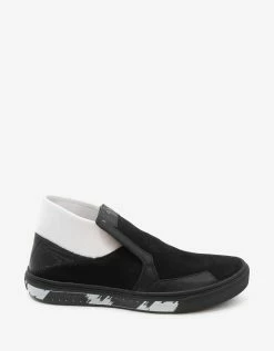 Stone Island Shadow Project Black Leather Slip-On Trainers Footwear