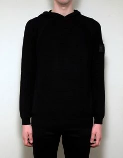 Stone Island Shadow Project Black Ribbed Knitted Hoodie