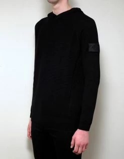 Stone Island Shadow Project Black Ribbed Knitted Hoodie