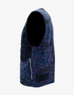 Stone Island Shadow Project Blue Dévoré Utility Vest Clothing