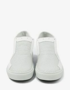 Stone Island Shadow Project White Leather Slip-On Trainers