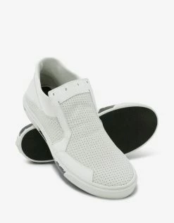 Stone Island Shadow Project White Leather Slip-On Trainers