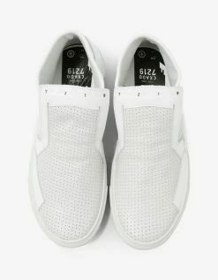 Stone Island Shadow Project White Leather Slip-On Trainers
