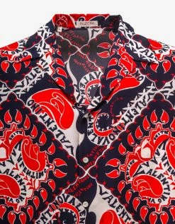 Valentino Clothing Archive Manifesto Bandana Print Silk Shirt