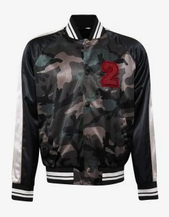 Valentino Beaded Logo Camouflage Souvenir Jacket