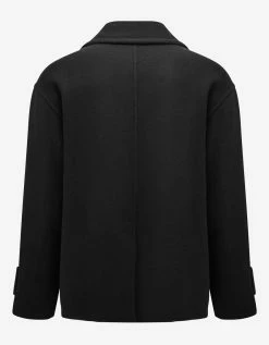 Valentino Black Double-Breasted Wool Pea Coat
