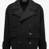 Valentino Black Double-Breasted Wool Pea Coat