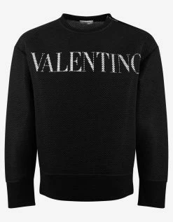 Valentino Black Logo Print Mesh Sweatshirt