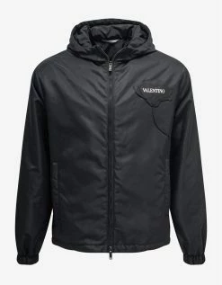 Valentino Clothing Black Men's Garden Nylon Windbreaker
