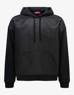 Valentino Clothing Black Nylon Front Stud Detail Hoodie