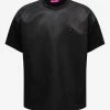 Valentino Black Nylon Front Stud Detail T-Shirt