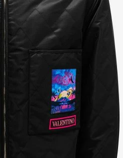 Valentino Black Quilted Jacket With Vaporwave Patches