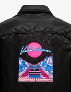 Valentino Black Quilted Jacket With Vaporwave Patches