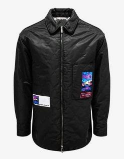 Valentino Black Quilted Jacket With Vaporwave Patches