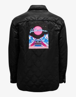 Valentino Black Quilted Jacket With Vaporwave Patches