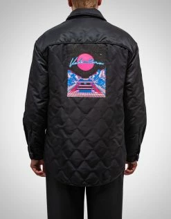 Valentino Black Quilted Jacket With Vaporwave Patches