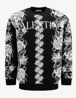 Valentino Black Street Flowers Daisyland Sweatshirt Clothing