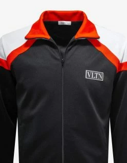 Valentino Black Track Jacket With Orange Stripes