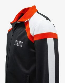Valentino Black Track Jacket With Orange Stripes