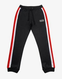 Valentino Black Track Pants With Orange Stripes Clothing