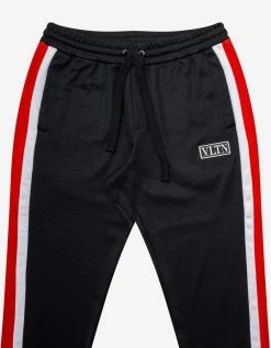 Valentino Black Track Pants With Orange Stripes Clothing