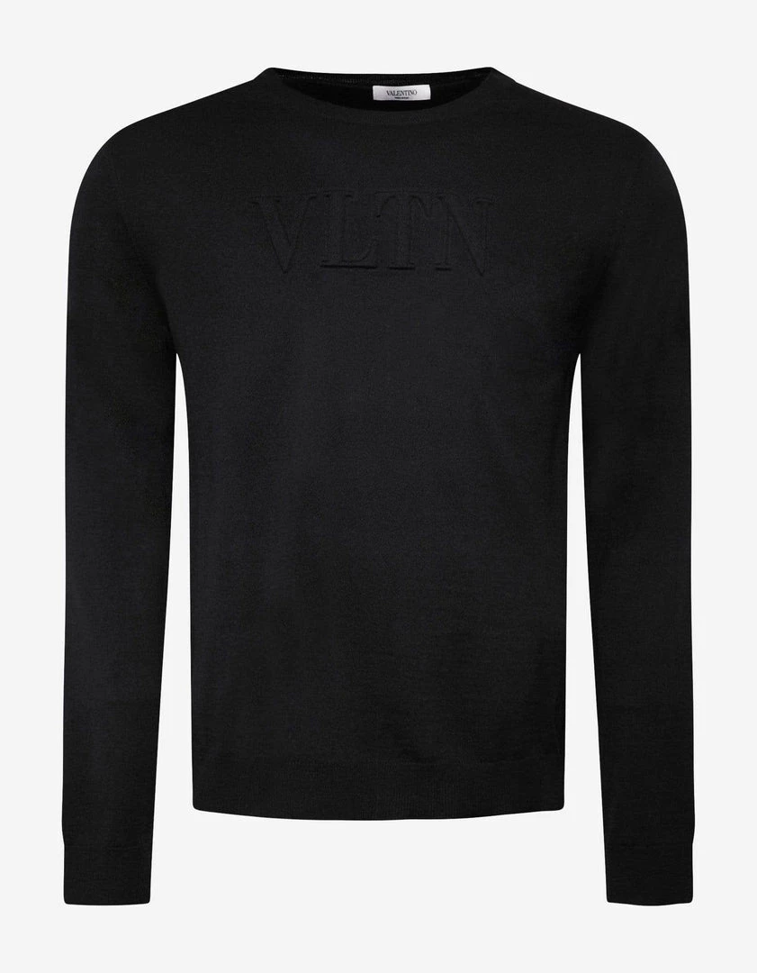 Wholesale 😍 Valentino Clothing Black VLTN Logo Wool Sweater 🎉 3 Valentino Clothing Black VLTN Logo Wool Sweater