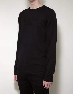 Valentino Clothing Black VLTN Logo Wool Sweater