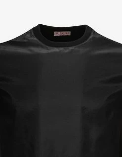 Valentino Black Washed Taffeta Panel T-Shirt Clothing