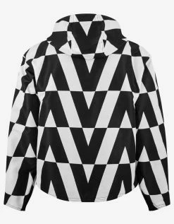 Valentino Black & White Logo Monogram Nylon Windbreaker Clothing