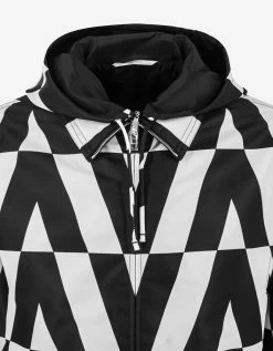 Valentino Black & White Logo Monogram Nylon Windbreaker Clothing