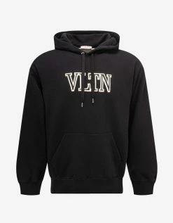 Valentino Clothing Black & White VLTN Embroidered Hoodie
