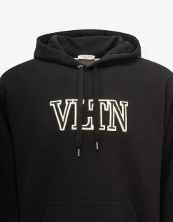 Valentino Clothing Black & White VLTN Embroidered Hoodie