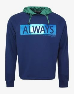 Valentino Blue 'Always' Print Hooded Sweatshirt Clothing