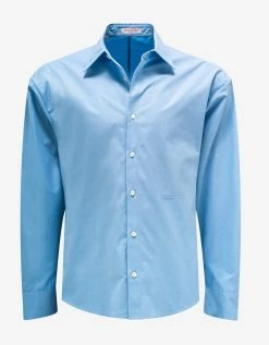 Valentino Blue Logo Embroidered Shirt Clothing