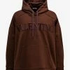 Valentino Brown Embossed Logo Hoodie Clothing