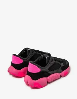 Valentino Garavani Black Bubbleback Mesh And Suede Trainers