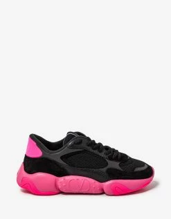 Valentino Garavani Black Bubbleback Mesh And Suede Trainers